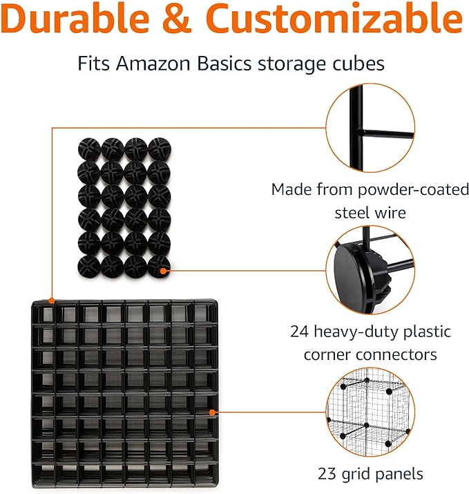 Amazon Basics 6-Cube Wire Grid Stackable Storage Organizer, Metal Shelving Unit - Image 3