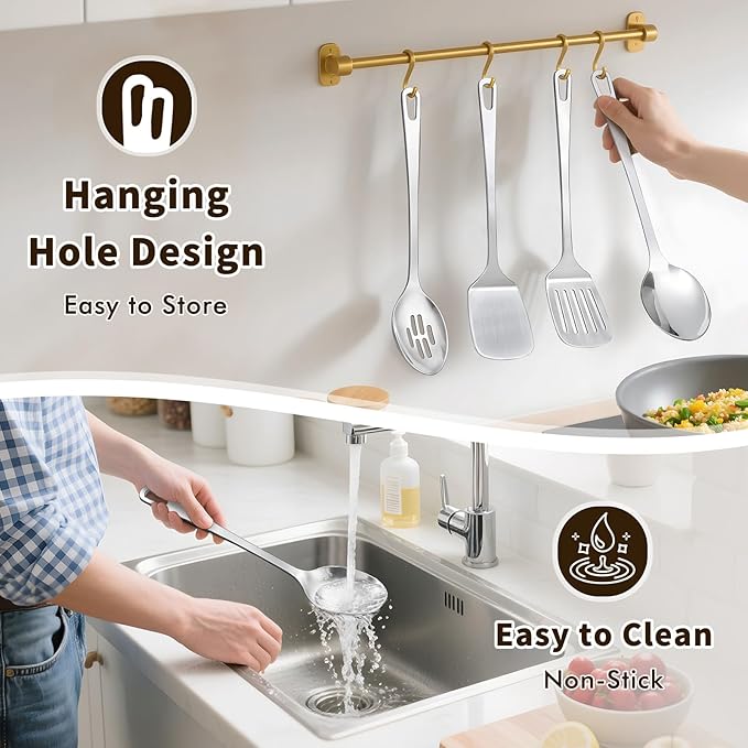 4 Pcs Cooking Utensils Set, Stainless Steel Kitchen Utensils, Heat Resistant - Image 6