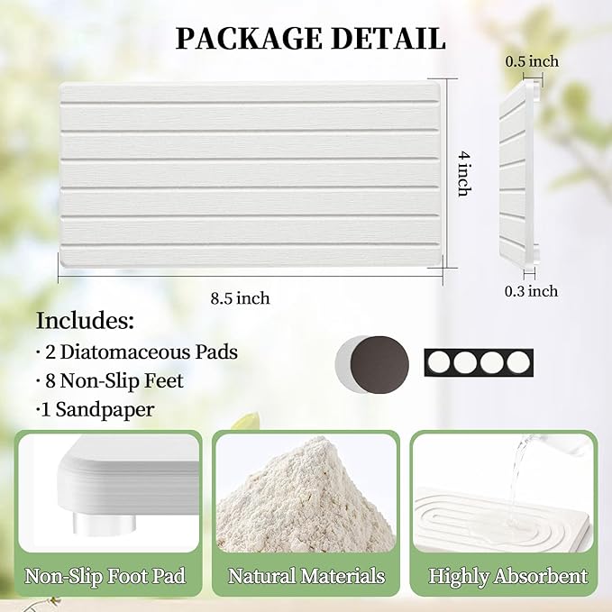 2 PCS Water Absorbing Diatomite Coasters, Stone Drying Mat - Image 2