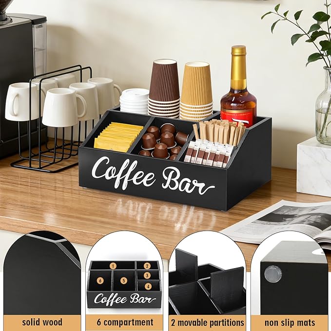 Coffee Station Organizer for Countertop, Wood Coffee Bar Organizer for - Image 5