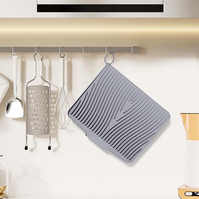 Silicone Dish Drying Mat for Kitchen Counter, Dish Drying Pad, Non-Slip Drain - Image 3