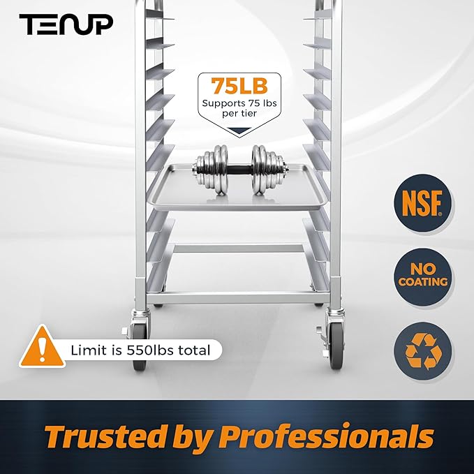 TenUp 10-Tier NSF Aluminum Sheet Pan Rack, Commercial Bakery Cooling & Storage - Image 4