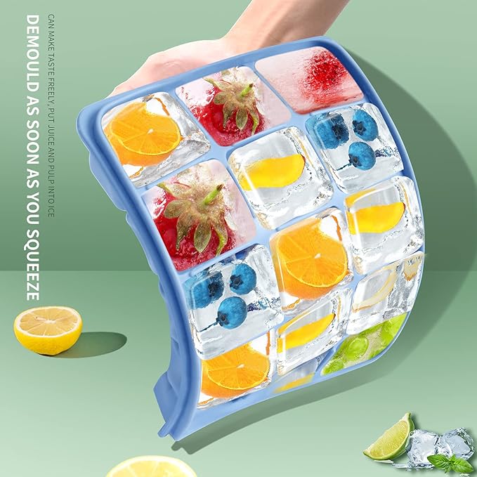 Ice Cube Trays Set of 2, Easy Release 15 Flexible Silicone Ice Cube Molds - Image 5