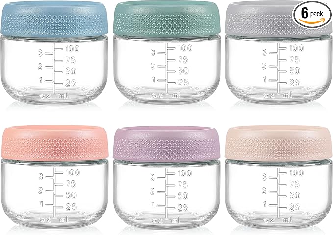 NETANY 6 Pack 4 oz Glass Baby jars by NETANY
