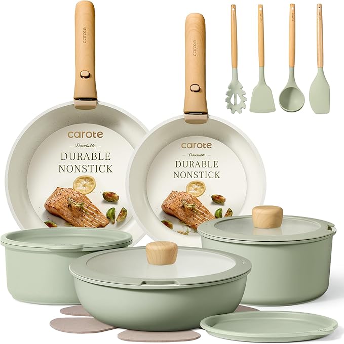CAROTE Pots and Pans Set, Nonstick Cookware Set Detachable Handle, RV Cookware by CAROTE