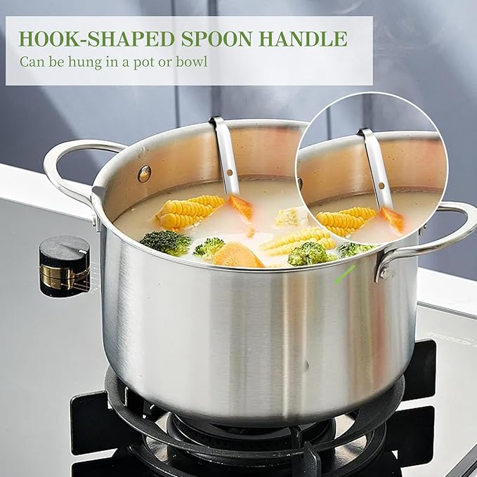 8pcs Stainless Steel Ladle 2 Oz Soup Ladle 10" long Spoon Heavy-Duty Metal - Image 5