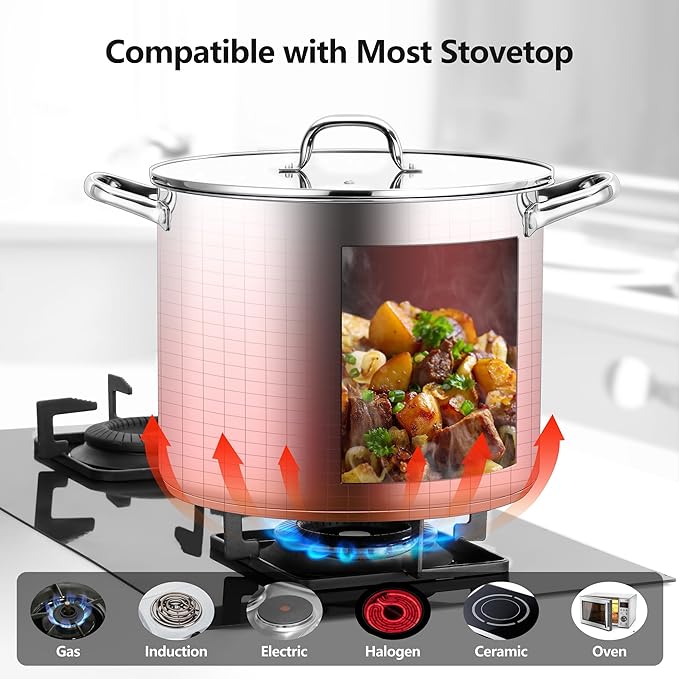 Homikit 16 Quart Stainless Steel Stock Pot, Large Sauce Soup Pot - Image 4