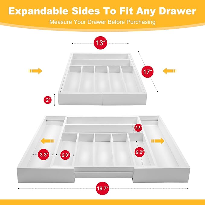 Large Premium Bamboo Silverware Organizer - Image 2