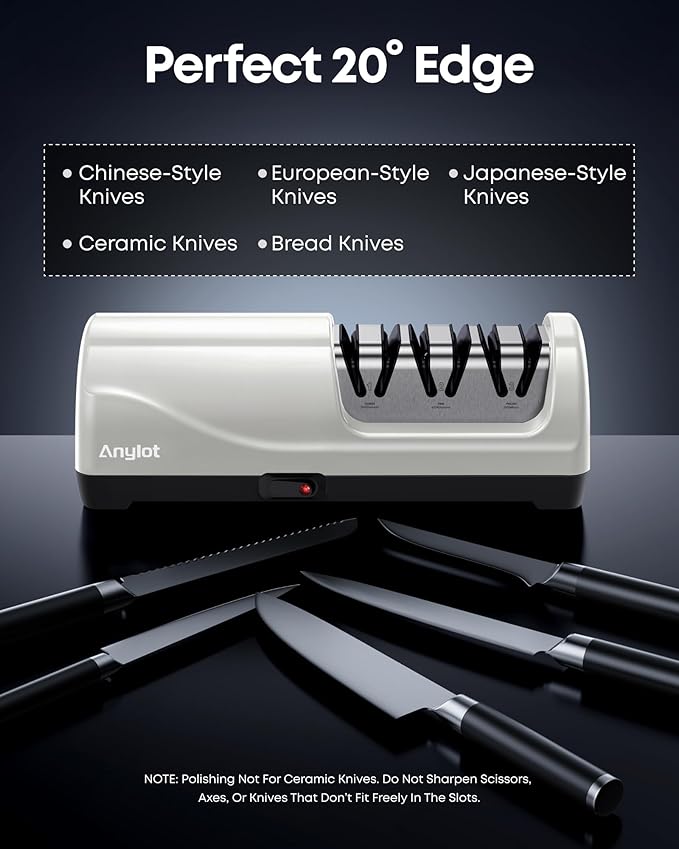 Kitchen Electric Knife Sharpener, 3-Stage Diamond Knife Sharpener Electric - Image 6