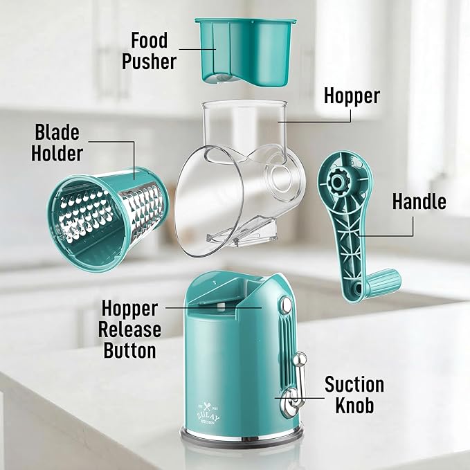 Zulay Kitchen Rotary Cheese Grater 5 Blade Cheese Shredder - Image 9