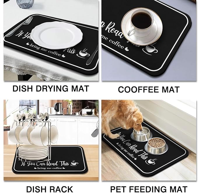 Coffee Bar Mat for Countertops 19inx12in, Absorbent Hide Stain Anti-Slip Cafe - Image 8