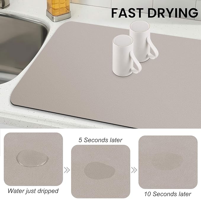 WISELIFE Dish Drying Mat Super Absorbent Drying Mat Large Dish Drying Mats - Image 4