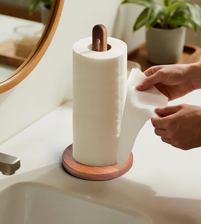 KitchLife Acacia Wooden Paper Towel Holder Countertop, Fits Jumbo Rolls - Image 7