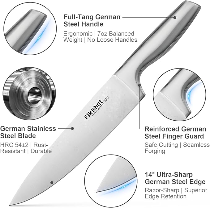 FIKSHOT Kitchen Knife Set, German Stainless Steel kitchen knives – Includes - Image 2