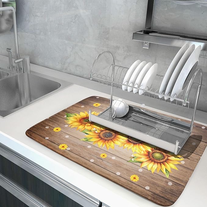 Summer Sunflower Bee Dish Drying Mat - Image 5