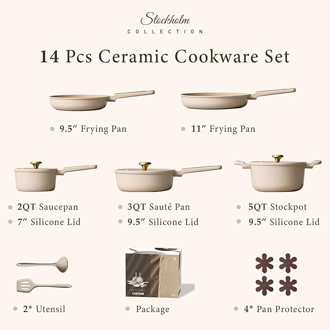 CAROTE Ceramic Cookware Set Nonstick, Non-Toxic & PFAS-Free, Dishwasher - Image 2