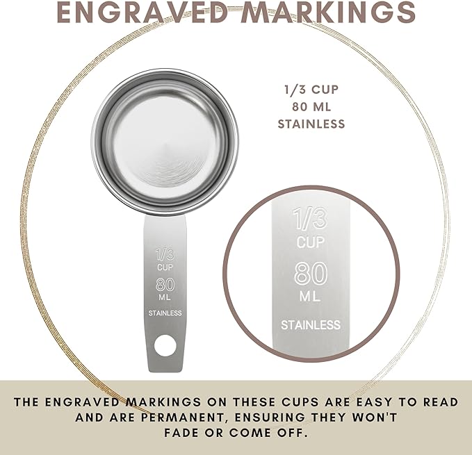 1/3 Cup Stainless Steel Measuring Cup | Sturdy Metal 80 ml | 80 cc | 3 oz | - Image 5