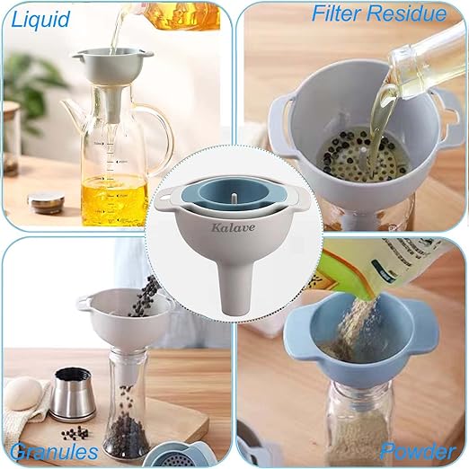 Set of 4 Funnels for Filling Bottles, BPA-Free Food Grade Kitchen Funnels - Image 4