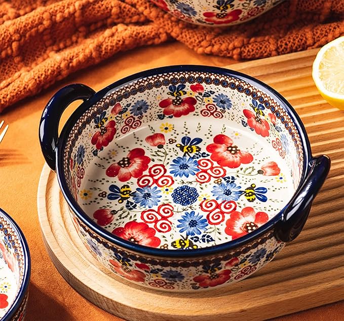 Vintage Flowers Style Ceramic Bakeware Casserole Dish Baking Pan Lasagna Pans - Image 3
