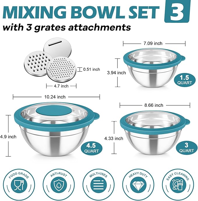 TeamFar Mixing Bowls, For Kitchen Mixing/Baking/Storing/Prepping, Visible & - Image 2