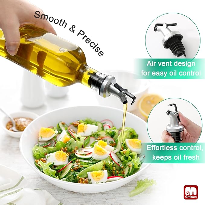 gmisun Olive Oil and Vinegar Dispenser Bottle Set, 2 Pack Oil and Vinegar - Image 3