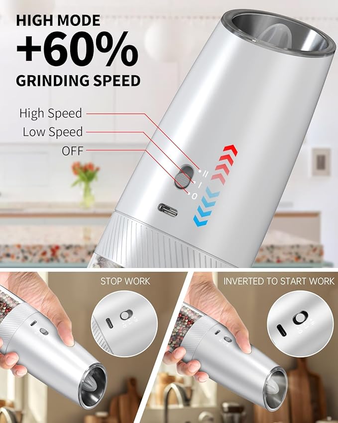 CIRCLE JOY Gravity Electric Salt and Pepper Grinder Set - Image 2