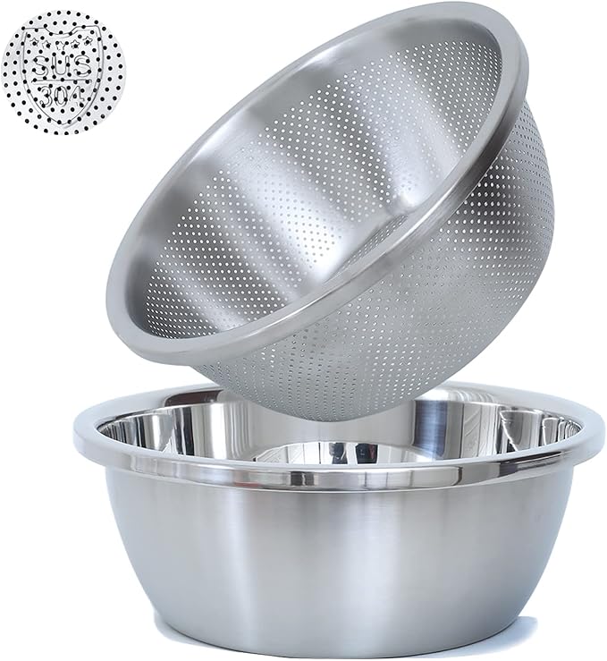 304 Stainless Steel Microporous Colander, 1.5QT Large Capacity by Paoli