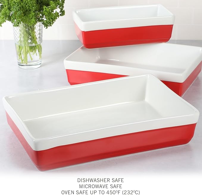 MARTHA STEWART 3-Piece Oven to Table Stoneware Bakeware Set – Baking Dish & - Image 5