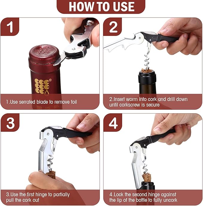 Honoson Wine Keys Opener Travel Wine bottle Opener Waiter Beer Bartender - Image 4