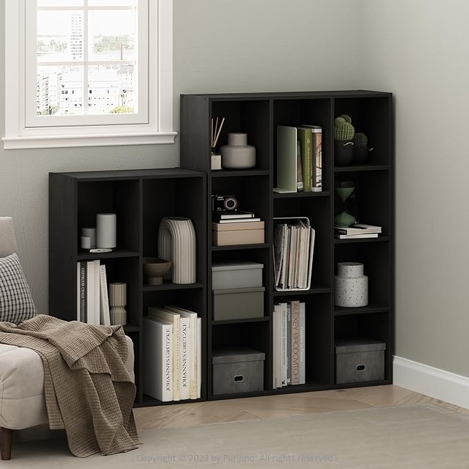Furinno LUDER Book Shelf, 11-Cube Bookshelf, Reversible Bookcase, 9.4 x 29.1 x - Image 2