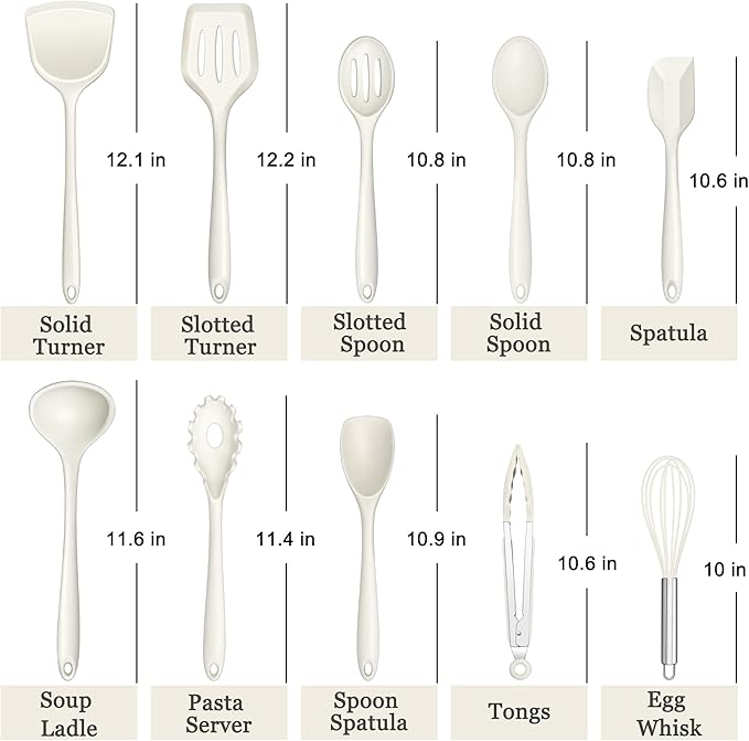 E-far 10 Pieces Silicone Cooking Utensils Set, Heat Resistant Kitchen Utensil - Image 2