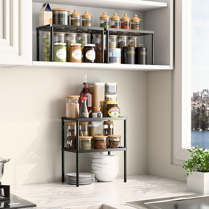Cabinet Organizer Shelf, 2 Tier Kitchen Cabinet Organizer - Image 2