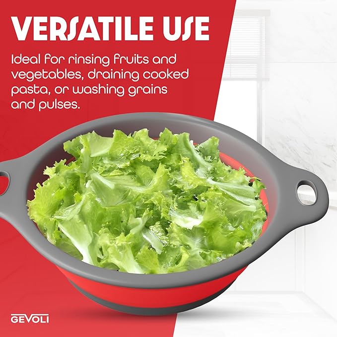 Gevoli Strainer with Self-Draining Base Over-Sink Collapsible Kitchen Colander - Image 6
