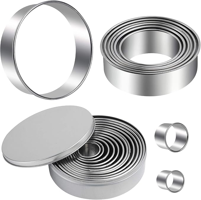 Round Cookie Cutters Set 12 Pieces Bistcuit Cookie Cutters Circle Pastry by Winerming