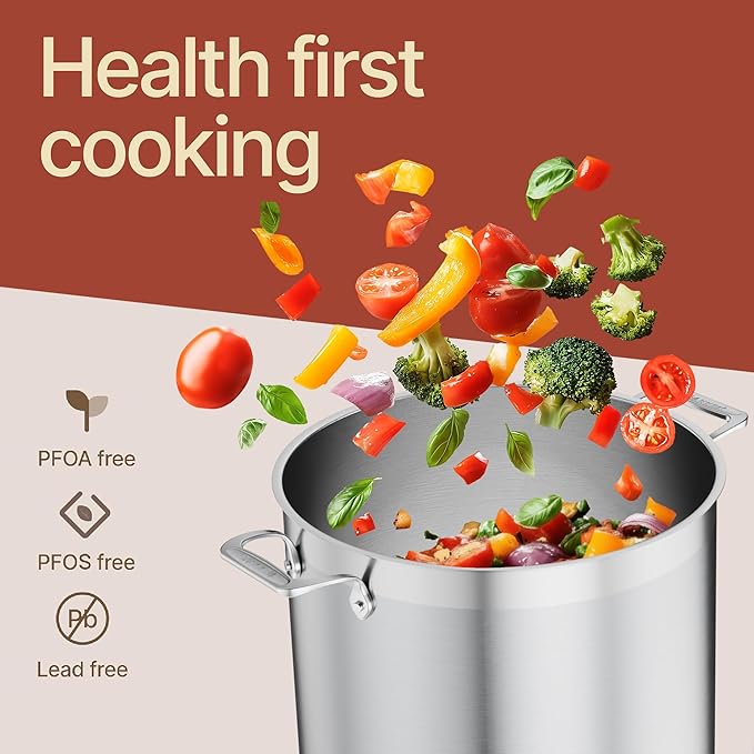 Stainless Steel Stockpot with Lid 20 Quart, Durable 18/8 Stainless Steel - Image 4