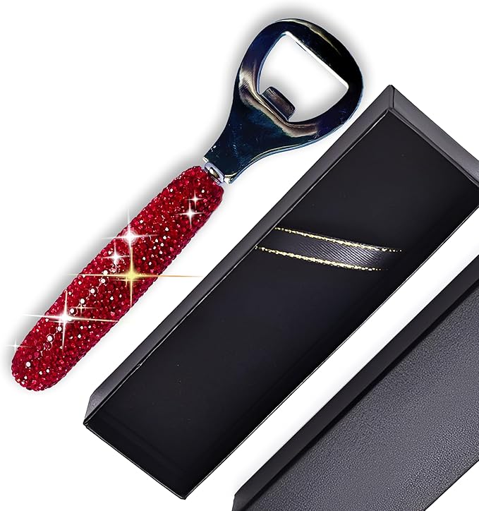 Handcrafted Red Crystal Bling Beer Opener – Sparkle Diamond Bottle Openers - Image 3