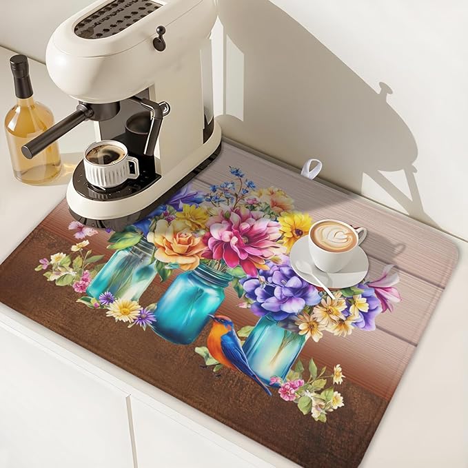 Spring Colorful Flowers Dish Drying Mat - Image 7