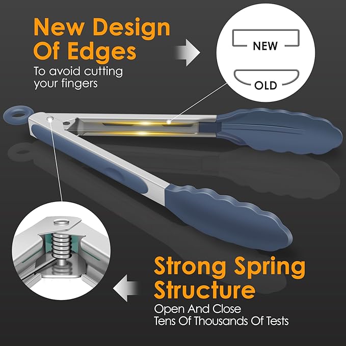 HOTEC Premium Stainless Steel Locking Kitchen Tongs - Image 6