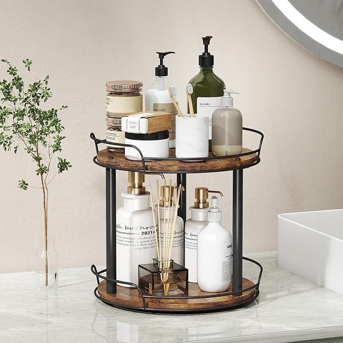 LAMU 10'' Wood Lazy Susan Turntable Organizer - Image 9