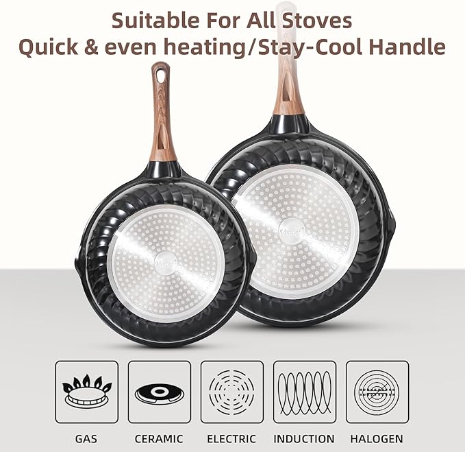 Vinchef Non Stick Frying Pans Set, Deep Frying Pan & Saute Skillet, PFAS PFOA & - Image 7