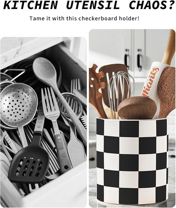 Checkered Kitchen Utensil Holder - Image 7