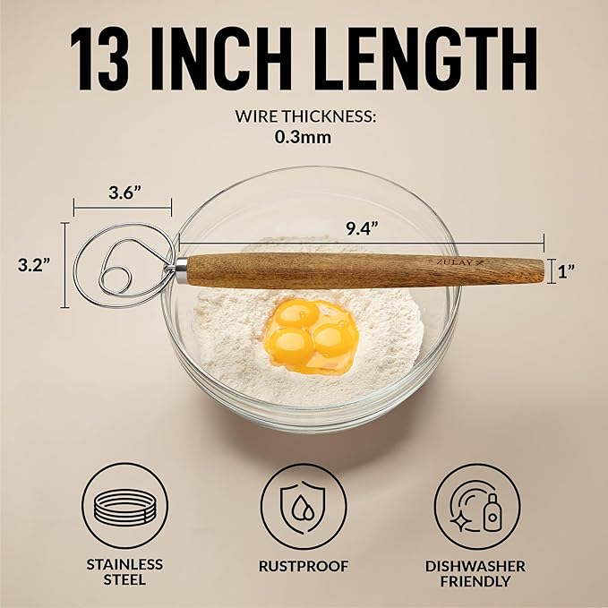 Zulay Kitchen 13-Inch Danish Dough Whisk - Image 2