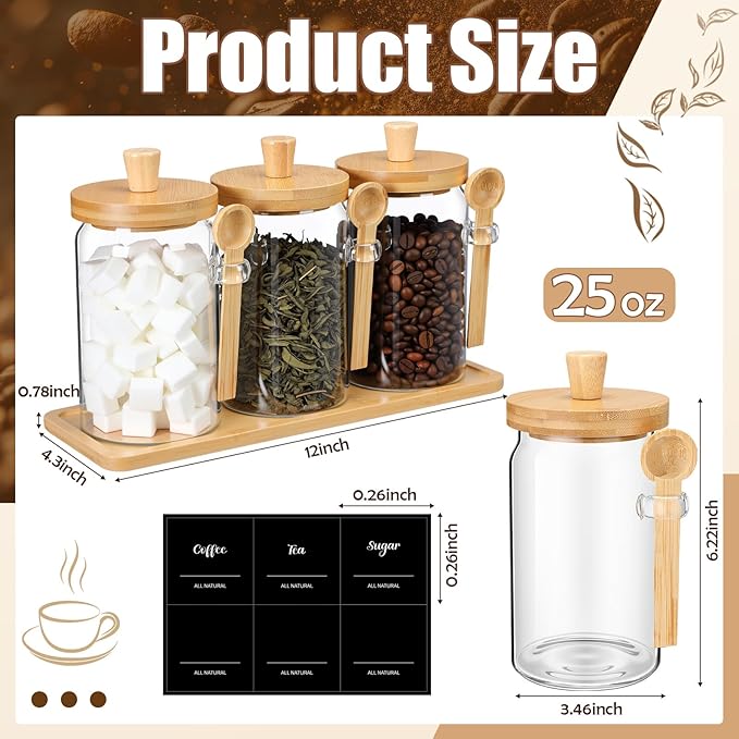 Suclain 3 Pcs Glass Coffee Container - Image 2