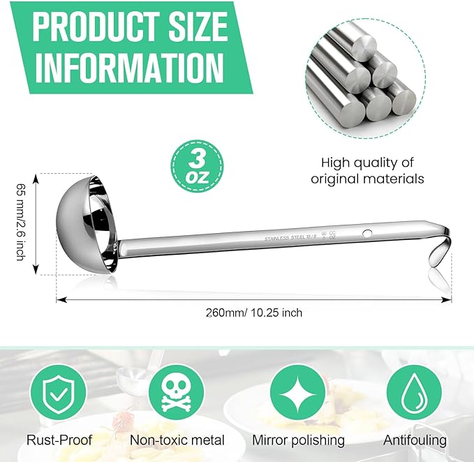 meekoo 1 Pieces Stainless Steel Ladle Soup Handle Ladle - Image 3
