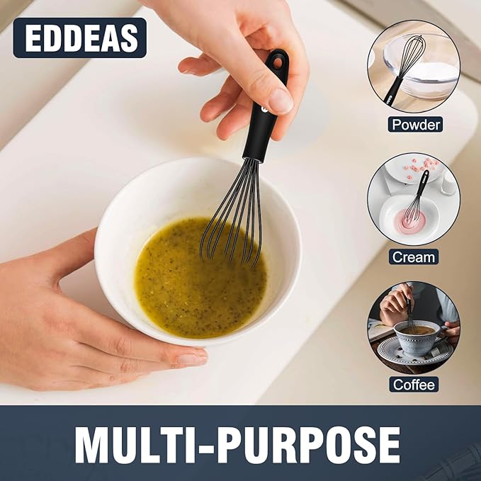 Eddeas Silicone Mini Whisk, Small whisks Non-Stick Tiny Whisks set of 2（5.5in & - Image 5