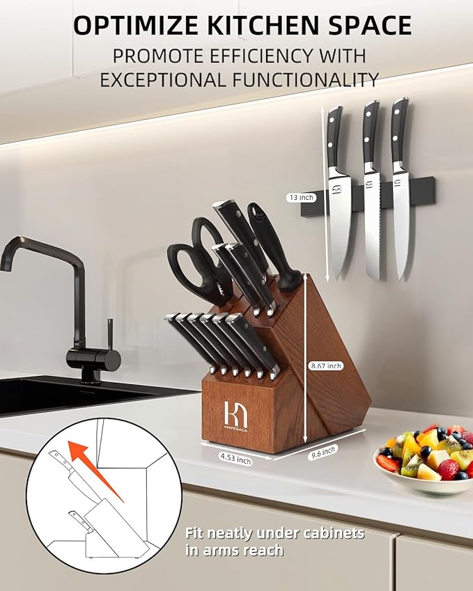 KnifeSaga Knife Set, Enduring Razor-Sharp High Carbon Stainless Steel Chef - Image 8