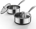 Sauce pan with Lid, KURRUNGIE 1.5 & 2.8 QT Hybrid Stainless Steel Cookware Set by KURRUNGIE
