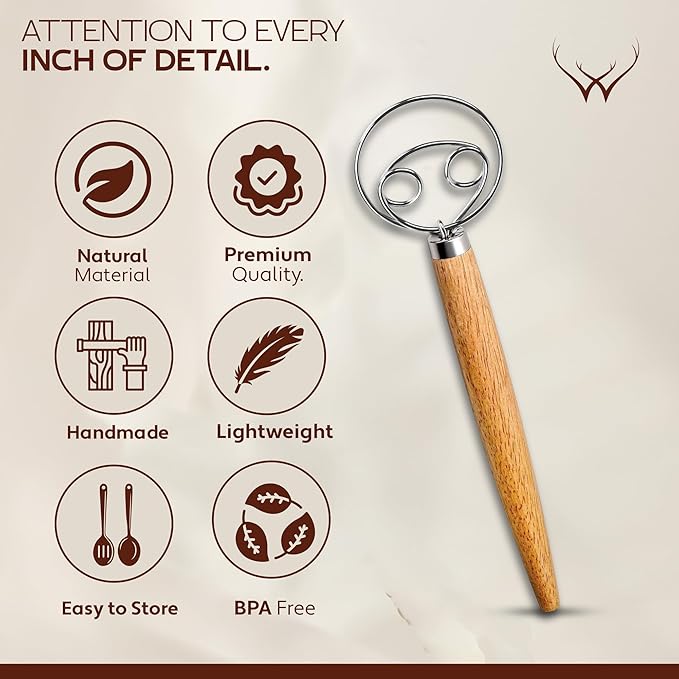 WOODLANDS USA Danish Dough Whisk - Image 3