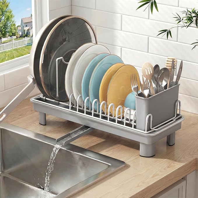 Dish Rack, Carbon Steel Small Dish Drying Rack Rustproof by Nfnoyp