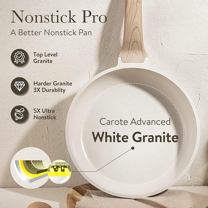 CAROTE Non Stick Frying Pan Skillet, Omelet Pan, Healthy Non Toxic Granite Chef - Image 7